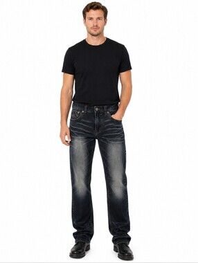 Affliction Black Premium Blake Men's Straight Leg Jeans Size 34 Dark‎ Wash